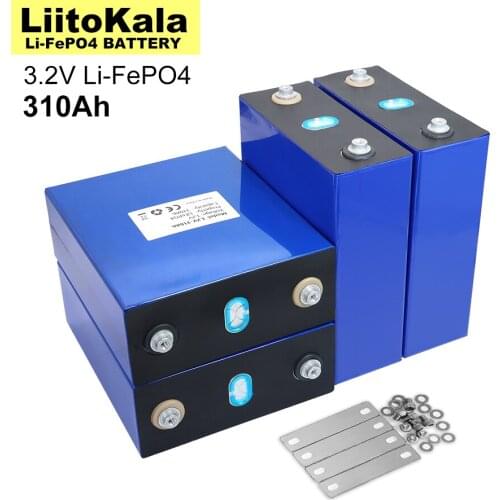 Liitokala 3.2V 310Ah Lifepo4 Rechargeable Battery Lithium Iron Phosphate for Travel Solar RV Cell 4S 12v 24v Cell US/EU Tax Free
