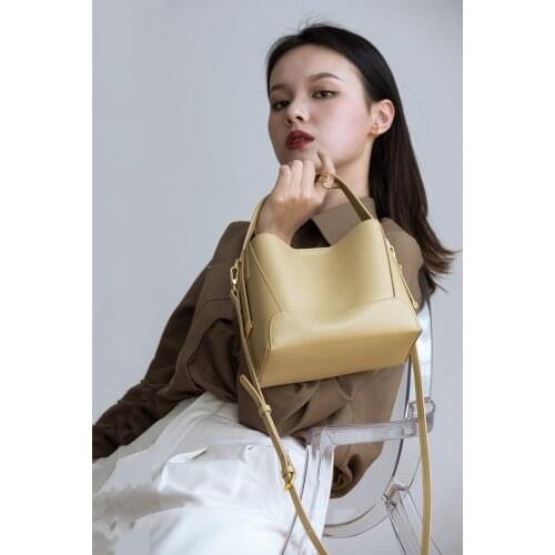 Fashion Retro Bucket Bag Genuine Leather Women Messenger Bags Soft Leather Hand Bag Handbag
