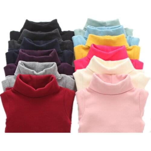 Autumn Winter Children Turtleneck Kids Sweater 10 Solid Colors Girls Boys Pullover Basic Shirt 2-10 years