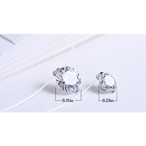 6/8MM Crystal Invisible Choker Necklace Alloy Zircon Necklace Fake Crystal Pendant Necklace Clear Fishline Clavicle Necklace