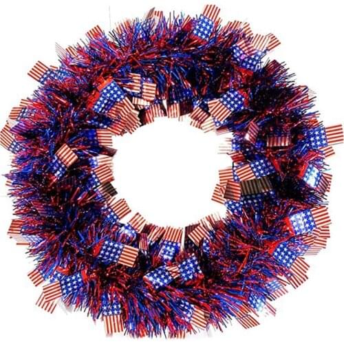 July 4Th Decoration Patriotic Garland Red Blue White Star Front Door Decoration Garland Party Wall Decoration
