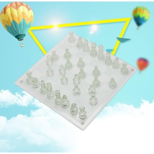 Teen Educational Toy Glass Chess Set Delicate Round Glass Crystal Chess