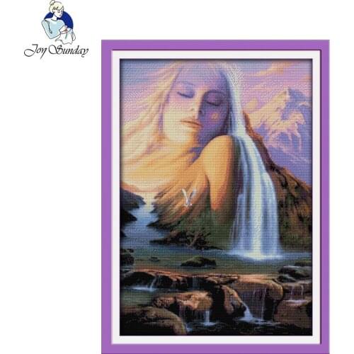 Joy Sunday Women And Nature Pattern Painting Counted Printed On Canvas Chinese Cross Stitch Embroidery Kits needlework Sets