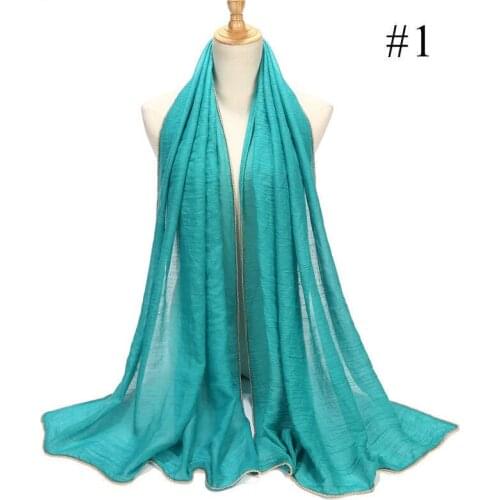 70*180CM Fashion Encryption Cotton and Linen Scarf Stitching Chain Beads Wrap Head Scarf Womens Turban Women Turban Hijab