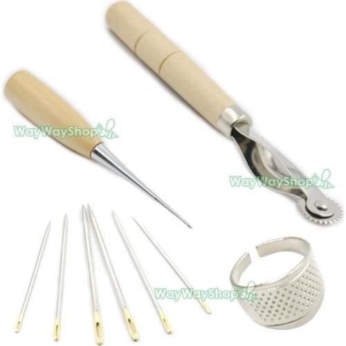 Stitching Awl Thimble Ring 4 styles Needles stitching wheel Leather Craft Tools