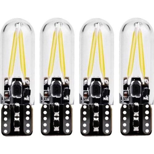 4pcs T10 194 2825 W5W Filament COB LED Lights Glass Shell Wedge Auto Parking Bulb CANBUS NO ERROR Car Interior Reading Dome Lamp