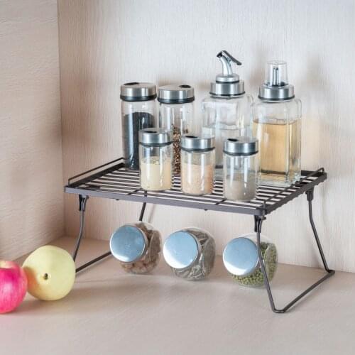 Iron Storage Shelf Rack for Kichen Folding Drying Rack Spice Jars Holder Seasoning Organizer Home Bathroom Aaccessories Holders