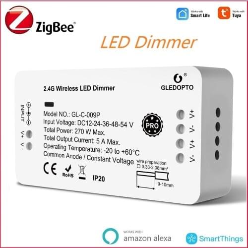 Zigbee 3.0 Smart Led Dimmer Controller Switch DC 12/24V Tuya Smart Life App RF Control Compatible Smartthings Google Home Alexa