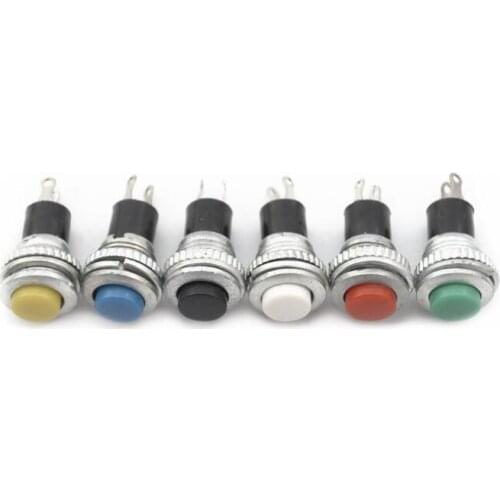 1pcs Black/Green/Yellow/Blue/White/Red OFF-Momentary ON 0.5A 250VAC Remote Control Push Button Switches 10mm DS-316
