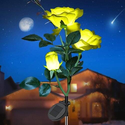 2/4 Pcs Solar Powered 3LED night Light Waterproof Simulation Rose Flowers Stake Lamp for Home Garden Yard Lawn Path
