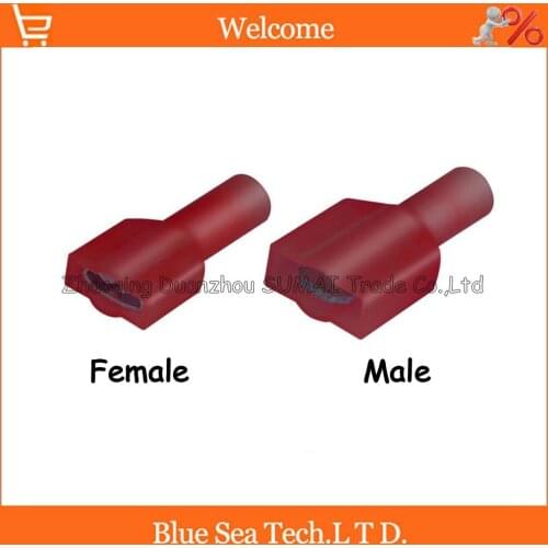 200pcs/lot F/MDFNY1.25-250 Red cold-pressed terminal Insulated Terminal For 0.5-1.5mm2,22-16 AWG Wire 10A