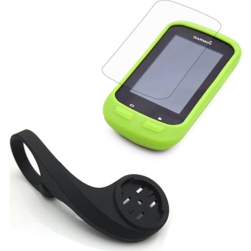 31.8mm Cycling Computer Handlebar QuickView Bracket Black Mount + Rubber Green Case + LCD Screen Cover for Garmin Edge 1000