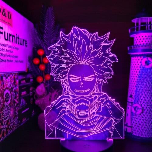 Amine Boku no Hero Academia 3D Lamp Shinsou Hitoshi Figure Led Night Light for Kids Bedroom Decoration Light Kids Birthday Gift