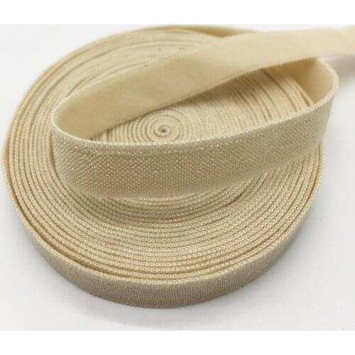 5 Yards/lot 3/8"10mm Khaki Solid FOE Fold Over Elastics Spandex Satin Band DIY Lace Sewing Trim