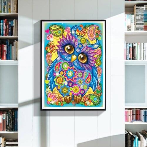Special Shaped Diamond Painting Lovely Owl DIY 5D Partial Drill Cross Stitch Kits Crystal Diamond Paintings Home Decoration
