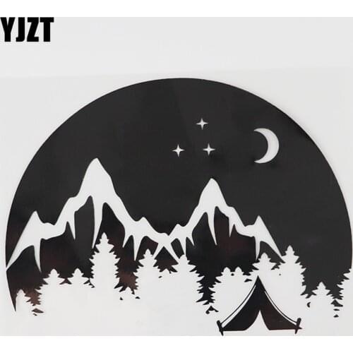YJZT 18.5CMX13.7CM Camping Travel Nature Mountains Decal Vinyl Car Sticker Black/Silver 8A-1007