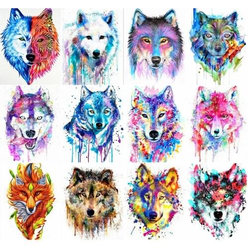 AZQSD 40x50cm Adult Coloring By Numbers Wolf Home Living Room Art Craft DIY Oil Painting By Numbers Animal Handmade Gift