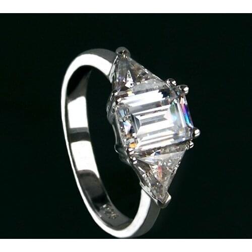 3 Carat Pure Gold 14K Emerald Cut Ashine Simulate Diamond Women Anniversary Ring Jewerly Gift For Halloween Invitation "