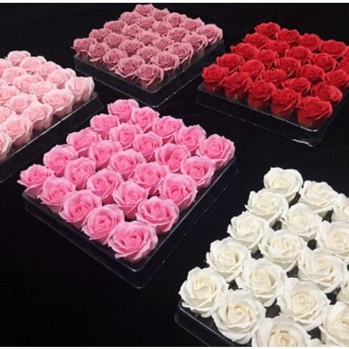 50pcs/lot Artificial Flowers Rose Flower Of Soap Four Floors Curled Wave Flower Bouquet Material Bathing Washing
