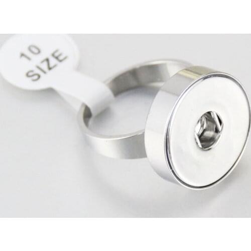2PCS Size7-10 High Quality Simple Mens Stainless Steel Rings Diy Snap Rings fit 18MM Metal Buttons Rings Jewelry For Women