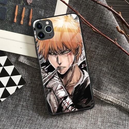 Kurosaki Ichigo Bleach Anime Soft Silicone Glass Phone Case for IPhone SE 6s 7 8 Plus X Xr Xs 11 12 Mini Pro Max Samsung Redmi