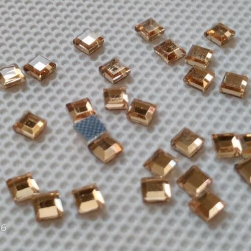 Square shape 5*5mm DMC hot fix rhinestone light topaz color 100 gross each lot free shipping ,DMC rhinestone hot fix square