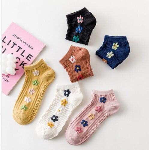 Small Flower Cute Socks Womens Socks Summer Thin Short Tube Socks Ins Tide Shallow Mouth Socks Japanese Mesh Low-cut Socks