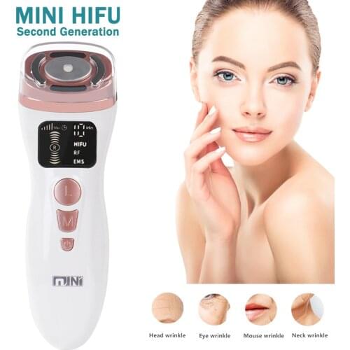 Mini HIFU Machine Ultrasound RF RadioFrecuencia EMS Microcurrent Face Lifting Firming Tightening Skin Wrinkle Skin Care Product