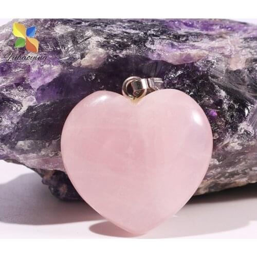 Fashion Natural Quartz Crystal Stone Heart Pendants 8pcs/lot 30mm Trendy DIY Necklace Accessories Charm For Jewelry Make Bulk