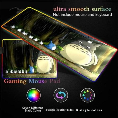 My Neighbor Totoro Animation Mouse Pad LED Luminous Color RGB Gaming Gamer Accessories Mouse Mat Keyboard Desk Mat 30X60/40X90CM