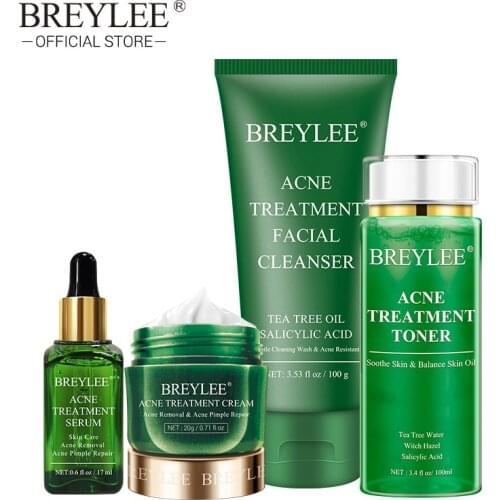 Breylee Acne Treatment Set (facial Cleanser,acne Toner ,serum ,cream) Moisturizing Oil Control Anti-acne