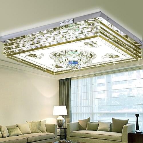 New Crystal Lights Living Room Lights Rectangular Hall LED Ceiling Light MP3 Bluetooth Bedroom Lights Colorful Music LED lamps