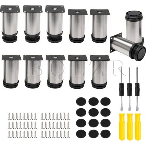 BQLZR 12Pcs Stainless Steel Furniture Legs 50x100mm Adjustable Kitchen Feet