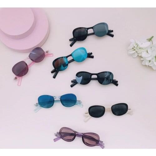 Frameless Kid Cateye Sunglasses Fashion Brand Design Polarizer Children Sun Glasses Boy Girl Unique Vintage UV400 Plastic Goggle