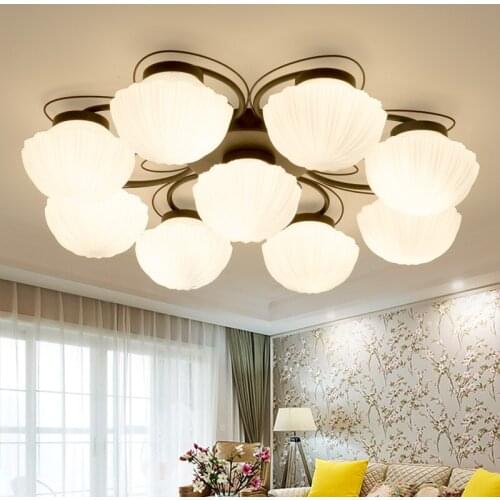 He United States Continental warm led ceiling shell turquoise glass master bedroom modern ceiling lamp minimalist living room CL