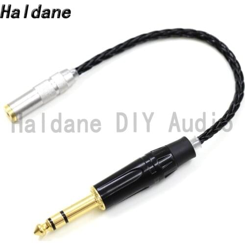 Haldane HIFI 7N Silver Plated 1/4 6.35mm TRS Male to 2.5mm TRRS Balanced Female Audio Adapter Cable 6.5 to 2.5 Connector DIY