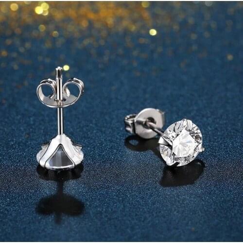 S925 Silver Stud Earrings Classic Elegant Temperament Trendy Simple Style Four Claws Stud Earrings For Women Girls