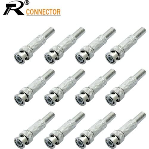 12/50/100pcs BNC Male Plug with spring Connector Terminator RF Coax convertor for CCTV