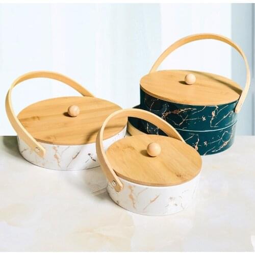 Modern Ceramic Plate Snack Candy Nordic Simple Cute Dessert Divided Plate with Lid Living Room Vajilla Household Products DG50GP