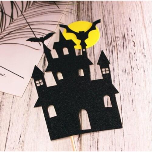 Halloween theme cake topper decoration black castle horror party banquet decoration holiday supplies