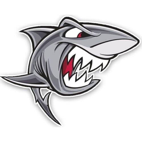 JuYouHui Exterior Accessories Decal Angry Great White Fish Cartoon Graffiti Car Stickers Styling for Bumper PVC Decals