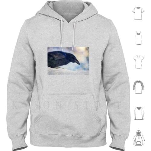 Mr. Frosty Beard Hoodies Long Sleeve Raven Crow Crows Ravens Common Raven Corvus Corax Priska