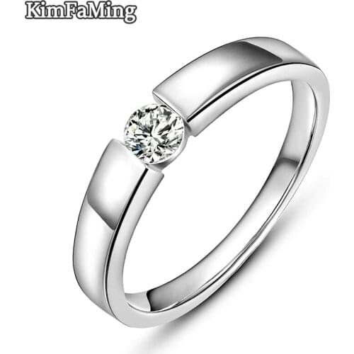 High Quality Tension Set Silver 925 Ring for Men in White Zircon Fine Jewelry Birthday Gift SR040