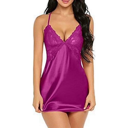 Pajamas Women Nightdress Sexy Lingerie Lace Satin Silk Sleepwear Sex Hot Erotic Top Underwear Nightgown Babydoll