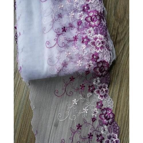 1 Yard DIY Clothing Accessories Purple Voile Guipure Tulle Lace Trim Embroidery Exquisite Flower Sewing Lace Fabric