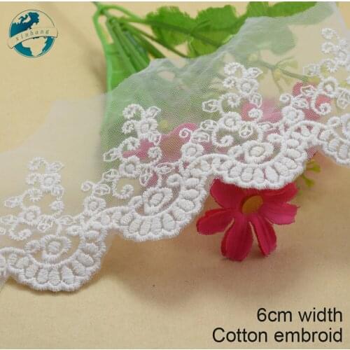 10yards 6cm greige Cotton embroid lace sewing ribbon guipure african lace fabric trim warp knitting DIY Garment Accessories#2639