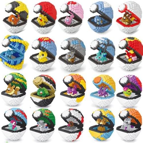 20 styles Pokemon Toys Small Building Pokemon Blocks Action Figure Small Cartoon Picachu Animal Model Education Game Graphics