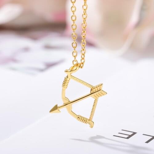 2020New Fashion Bow and Arrow Necklace For Women Men Collares Gold Chain Stainless Steel Archery Necklace Christmas Gift Jewelry