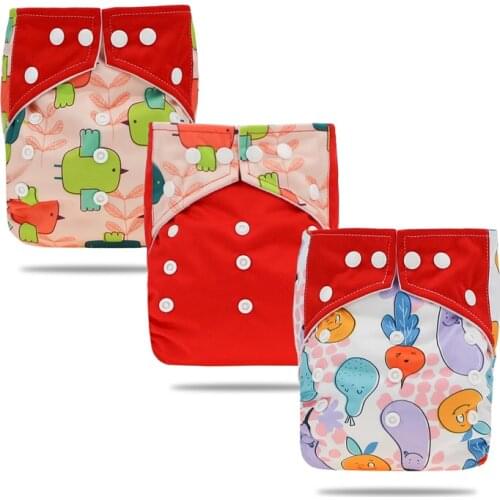 3PCS/Set Cloth Diaper Pocket 2021 Fashion Washable Reusable Baby Nappy Adjustable Print Baby Diaper For 3-15KG Baby