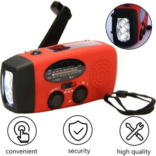 3 in 1 Emergency Charger Hand Crank Generator With Radio Wind Up/Solar/Dynamo Powered FM/AM Radio,Phones Chargers LED Flashlight